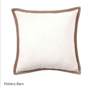 Pottery Barn Faux Natural Fiber Trim Indoor/Outdoor Pillows. Set of 2.